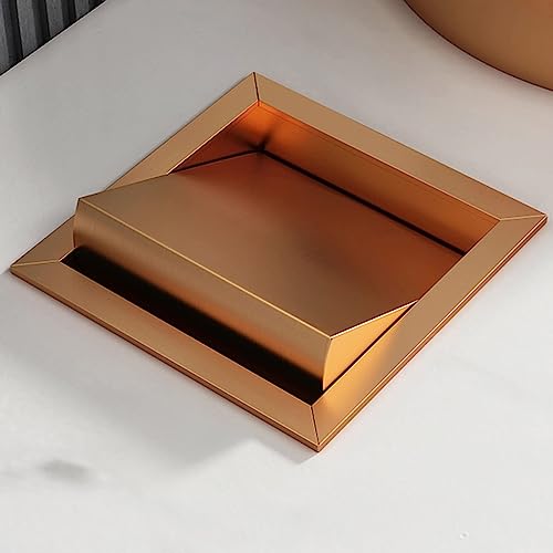 Tapa cuadrada empotrada para cubo de basura, tapa de acero inoxidable 304, tapa de solapa con ojales integrados, tapa de cubo de basura, color negro (oro rosa A)