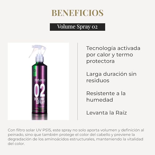 SALERM - Spray Voluminizador Cabello - Pro Line Volume Spray 02-250 ml - Levanta la Raíz - Aporta Volumen al Cabello sin Apelmazar - Resistente a la Humedad - Larga Duración - Termo Protector - imagen 3