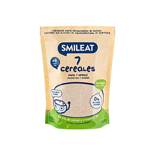 PSmileat - Papilla Ecológica 7 Cereales, Ingredientes Naturales - A Partir de los 6 Meses, tamaño 200g