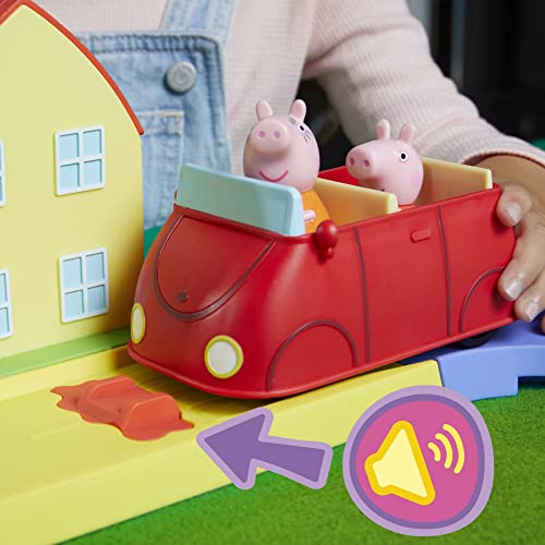 Peppa Pig Le circuit en ville de Peppa avec route modulable, inclut véhicule et Une figurine, +35 sons, à partir de 3 ans, Multicolore, Taille unique