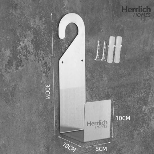 Image of Herrlich Homes Durable Heavy Duty 304 Stainless Steel Garden Pipe Stand | Wall Mounted Watering Hose Holder | Portable Irrigation Hose Hanger | Garden Pipe Holder Hook | Pack of 2 | Steel