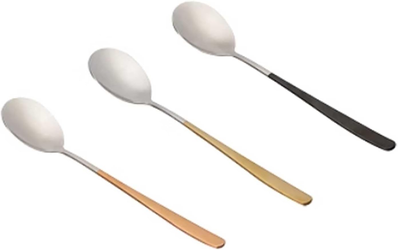 3 Piece Stainless Steel Soup Spoon Long Handle Dessert Spoon Set Including 3 Different Coloured Handle Spoons Ice Cream Spoon