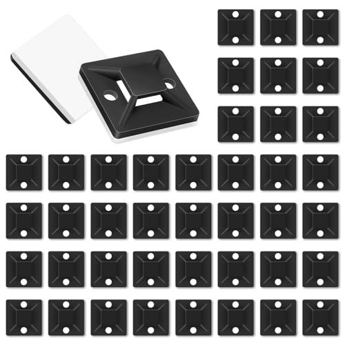 SUPERFA 200 Stück Kabelbinder-Fixierer 25x25mm 3M-Kleber für 4 8 und 7 6 mm Kabelbinder
