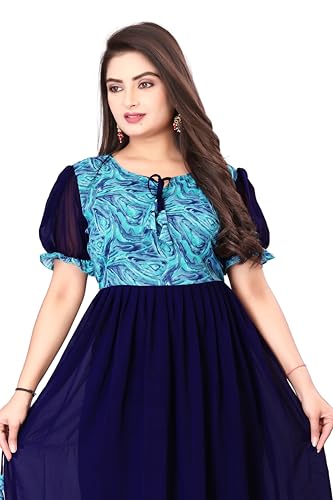 Image of eightone Floral Printed Cotton Frock for Women | Fit and Flare Midi One Piece Dress | Casual Western Dress for Women