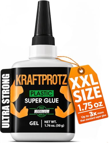 Plastic Super Glue Gel 1.76 oz XXL for Cracks in PVC ABS Acrylic & Rigid Plastics Non-Drip Heat-Resistant CA Bond for Models Miniatures & Components Cyanoacrylate