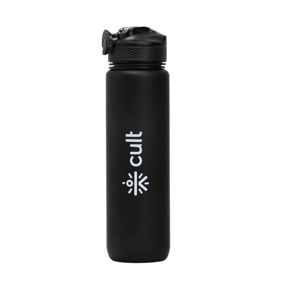 CULT Sipper Water Bottle for Adults & Water Bottle for School Kids | Motivational Water Bottle 1 Ltr with Straw & Time Marker | Leakproof Kids Water Bottle (Black)