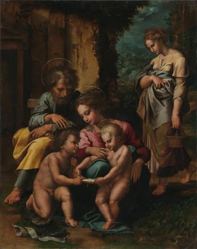 Póster de Lienzo la Sacra Famiglia Elimina Paredes Vacías con Arte Renacentista 60x90cm