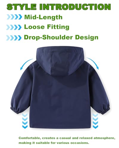 Image of Kids Boys' Windbreaker Jacket, Boys Zip Up Hoodie Coat Transitional Late Spring /Early Fall Jackets for Kids