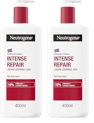 Neutrogena Fórmula Noruega Loción Corporal CICA Reparación intensa para piel seca  400 ml   crema hidratante corporal reparadora con centella asiática  Paquete de 2 