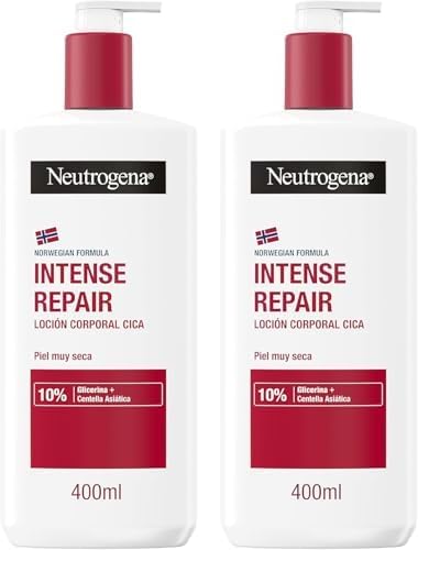 Neutrogena Fórmula Noruega Loción Corporal CICA Reparación intensa para piel seca (400 ml), crema hidratante corporal reparadora con centella asiática (Paquete de 2)