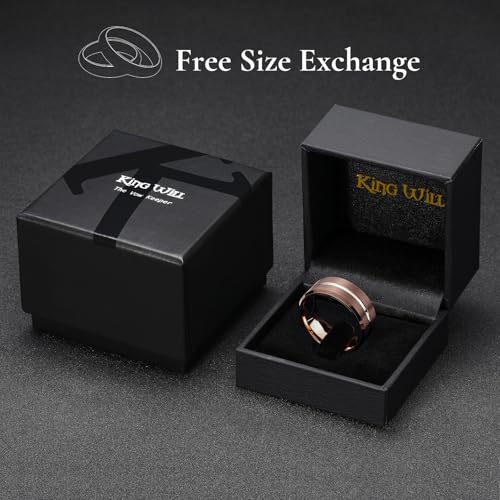 Image of King Will Tungsten Carbide Wedding Band for Men Women-6 /8 /10mm Width Multicolor Available with Grooved Center Wedding Ring Suitable for Work, Gym Comfort Fit Size 4-16