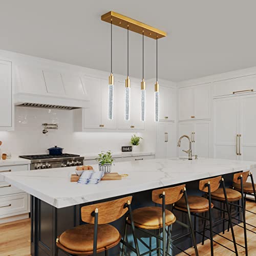 Image of Kitchen Island Lighting Modern Light Fixture Kitchen Island Pendant Light Dimmable LED Gold Brass Finish Mini Pendant Lighting Dinning Room Living Room Kitchen Pendant Lights(4-Light)