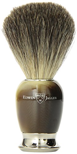 Edwin Jagger Pure Badger Dachshaar-Rasierpinsel - Hornimitatgriff, Endkappen vernickelt, 1er Pack (1 x 1 Stück) Cover
