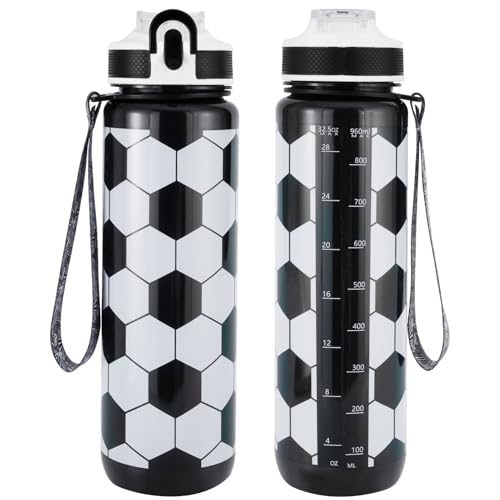 EYQ 32 oz BPA-Free Water Bottle with Time Marker & Strap