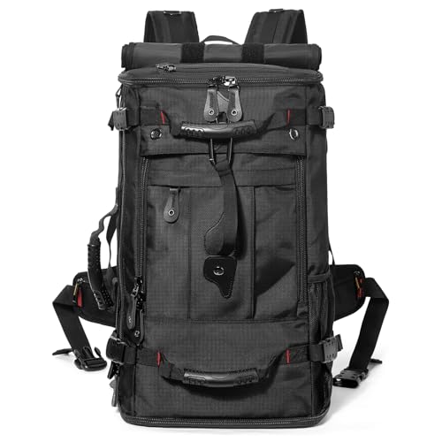 Image of YOUMIAN Large Capacity For Travel Hiking Sports Carry On Backpack Durable Convertible Duffle Bag Laptop airplane (black, 45L-DualMainOpening)