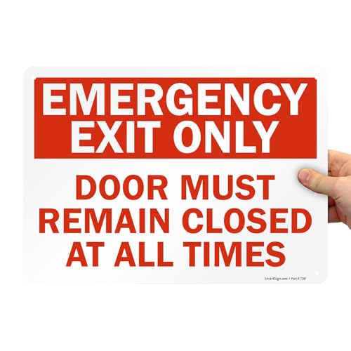 SmartSign Emergency Exit Only Sign Door Must Remain Closed at All Times (10\" x 14\" Non-Reflective Aluminum), Made in USA - Thumbnail 2