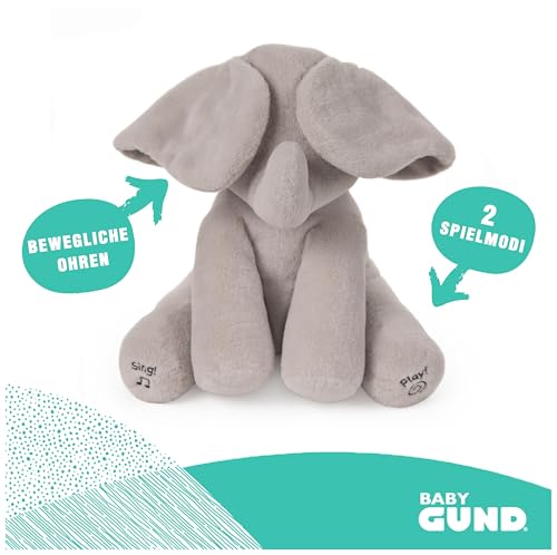 GUND Flappy, der singende und sprechende Elefant spielt Guck-Guck mit den Ohren - deutsch, ca. 30 cm