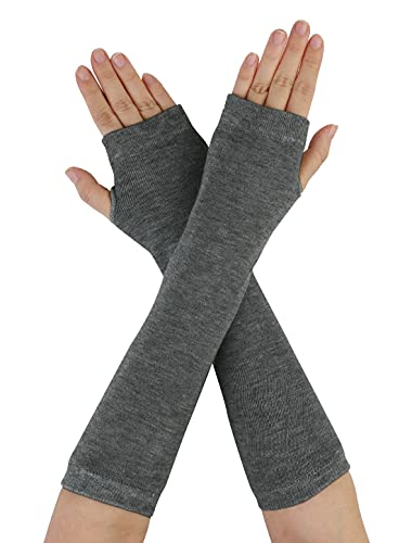 Allegra K Unisex Classic Fashion Stretch Fingerless Arm Warmers Oversleeve As shown in image Deep Grey