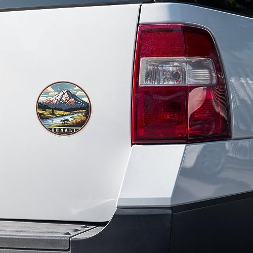 Image of Denali National Park Sticker - Waterproof Vinyl Decal for Car Bumper, Laptop, Luggage, Water Bottle, Wall, and Window, Size - 3'' X 3''