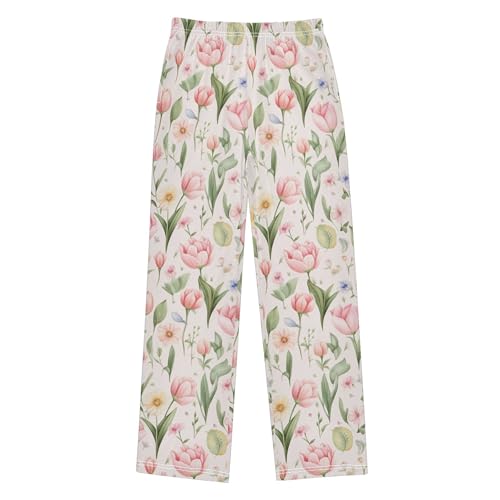 Floral Garden Flower Butterfly Long Pajama Pants Elastic Waist PJ Bottoms with Pockets S A1101922