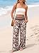 Dokotoo Baggy Pants Travel Dressy Flowy Pants Wide Leg Plus Size Trendy High Smocked Waist Boho Floral Pants for Women 2025 Summer Fashion Outfits Clothes Palazzo Brown