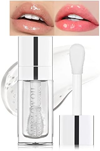 DAGEDA Tinted Lip Oil Plumping Lip Gloss, Hydrating Lip Glow Oil Lip Care Moisturizing Clear Toot Lip Oil for Dry Lips, Nourishing Glossy Glass Lip Oil Gloss Non-Sticky Shine Lip Tint (Clear)