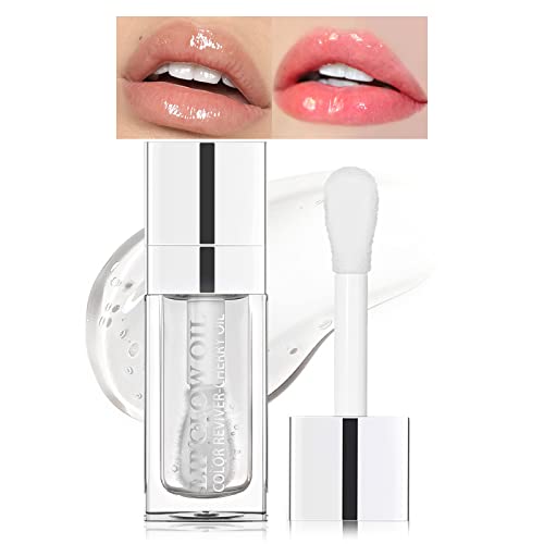 Dageda Tinted Lip Oil Plumping Lip Gloss, Hydrating Lip Glow Oil Lip Care Moisturizing Clear Toot Lip Oil For Dry Lips, Nourishing Glossy Glass Lip Oil Gloss Non-Sticky Shine Lip Tint (Clear) #TOP3