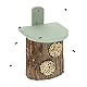 Relaxdays Insektenhotel, Nisthilfe für Wildbienen, HxBxT: 26,5x17x19 cm, Bienenhotel mit 2 Nistplätzen, Holz, Natur/grün