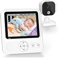 Baby Monitor with Camera and Audio, 2.8" Video Baby Monitor with Night Vision, Long-Lasting Battery, VOX Mode, 2-Way Talk, Temperature Sensor, Lullabies, Feeding Reminders, No WiFi, 300m Range