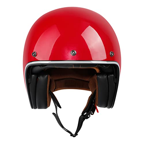 Xfmt Motorcycle 3/4 Open Face Helmets Retro Vintage Style Dot Helmet With Sun Visor For Chopper Scooter Cruiser Cafe Racer (Gloss Red,X-Large) #TOP3