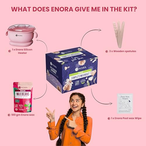 Image of ENORA Premium Waxing Kit for Women - Silicone Wax Warmer for Hair Removal, Eyebrow, Bikini, Legs, Face, Brazilian Wax & More - Machine + 1-Pack Hard Wax Beads (100 g)+ Accessories