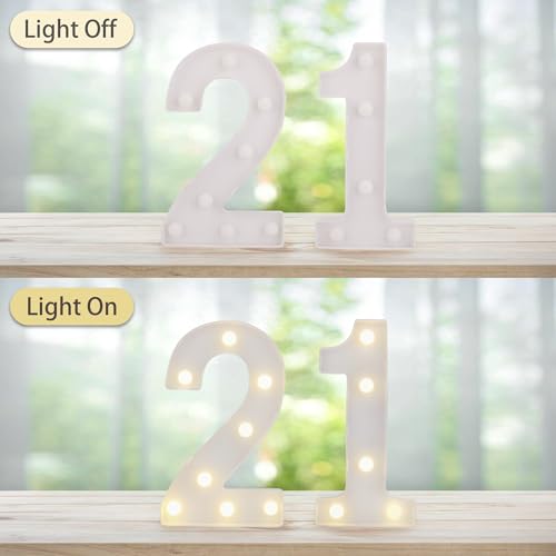 Image of LED Light Up Numbers, Marquee Number Sign for 21st Birthday Decor(21) | Battery Powered LED Lighted Numbers, Marquee Light Up Sign for Birthday Party Centerpieces Home Wall Decor Night Light