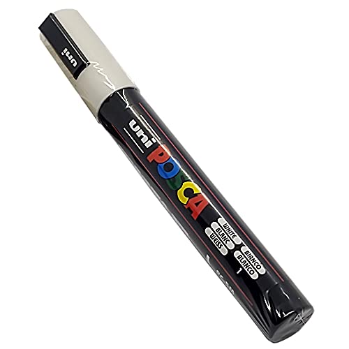 4 Marcadores Posca Uni-ball PC-3M PC-5M - 2 Brancos 2 Pretos