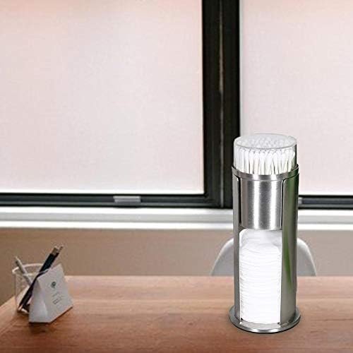 hinffinity Cotton Pads Holder Stainless Steel Makeup Organizer Cotton Buds Dispenser Countertop Innovative Cotton Swab Holder Bathroom Accessories