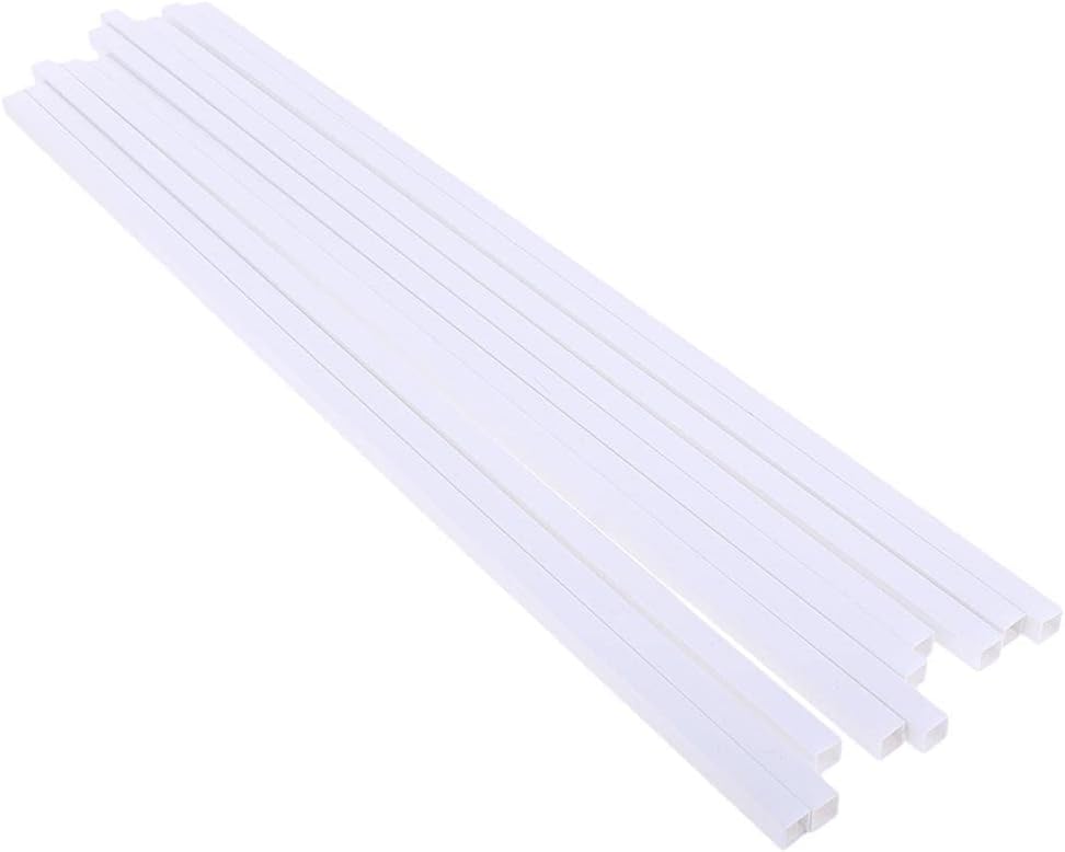 Generic 10Pieces ABS Plastic Square Tube Rod for DIY Model Building Scenery 8x500mm