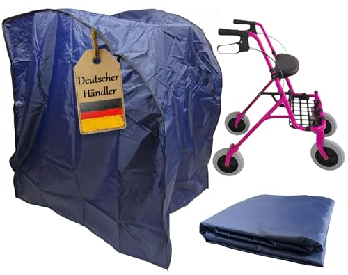 Rollatorhülle von FabaCare, Rollatorschutz, Schutzhaube für Rollator, Rollatorzelt, Abdeckhaube, Bleiband für sicheren Halt, dunkelblau, Polyester, einfach zu reinigen