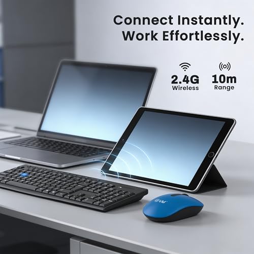 Image of EVM EnKey Wireless Keyboard Mouse Combo | USB Plug & Play | Ergonomic Design | 2.4GHz, 112 Keys, 1000 DPI | Durable Build | for Laptop, PC | 1 Yera Warranty (EVM-WLKM-045)