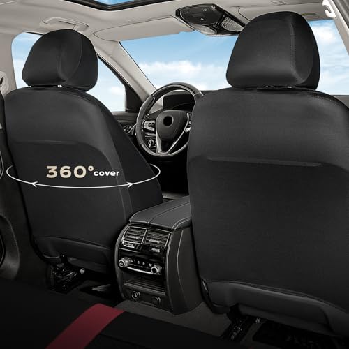 Image of Coverado Car Seat Covers Front Pair, Automotive Leather Seat Covers for Car，Universal Fit Front Back Seat Cover, Non-Slip Waterproof Breathable Car Seat Protector
