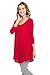 Frumos Womens Tunic Tops for Leggings V-Neck Top LA-Dark Red 2X-Large
