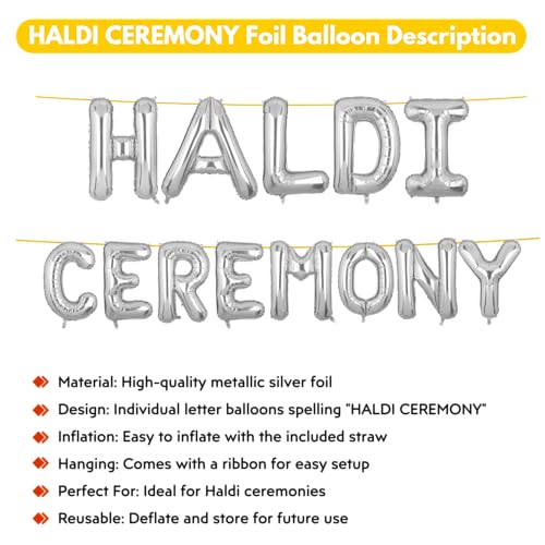 Image of Haldi Ceremony Banner Silver for Wedding Boys Girls Men Women Foil Balloon Decoration Decor Celebration Silveren