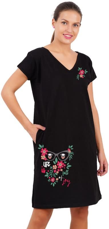 Clifton Women Heart Neck Long top with Pocket-Life is Full of Enjoy