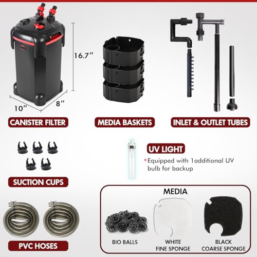 Pondforse 265GPH Canister Filter, 3-Stage External Aquarium Filter thumb #4