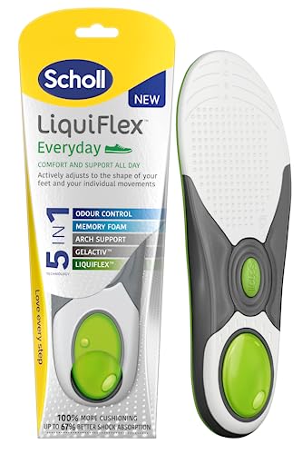 Scholl LiquiFlex Everyday Insoles for Women 5-in-1 Supportive Insoles with Memory Foam Arch Support GelActiv and Odour Control - Trim to Fit Your Walking Boot/Shoe - UK Size S (3.5-7.5) 1 Pair
