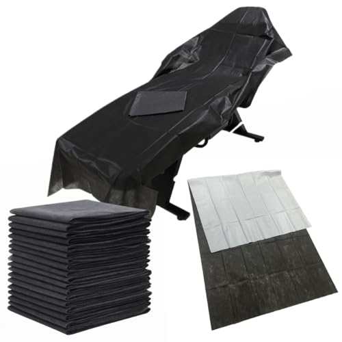 20 Pieces Tattoo Bed Covers Disposable Drape Sheets Black 40 x 90 inches Thick Massage Table Cover Waterproof for Tattoo Chair Cleaning Supplies Medical Soft Non Woven Fabric and Ink-proof Poly