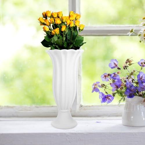Vase de cimetière en céramique blanche pour fleurs et monuments - 7