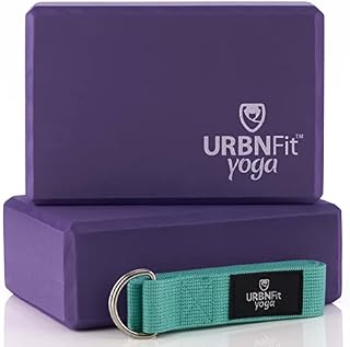 URBNFit Yoga Block - Moisture Resistant High Density Foam Blocks - Bolster to Improve Balance & Flexibility - Fitness Bricks for Pilates & Gym w/ PDF Guide