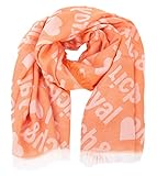 Farbe: orange RICH&ROYAL Tuch Schrift-Intarsie Fransen orange