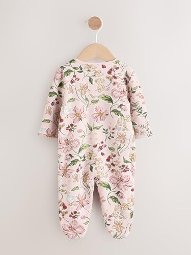 NEXT Baby Mädchen Baby-Schlafanzug mit Zwei-Wege-Reißverschluss und Fleece-Futter Rosa 56