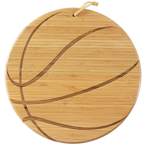 Totally Bamboo Basketball Shaped Bamboo Wood Cutting Board and Charcuterie Board, Great Gift for...