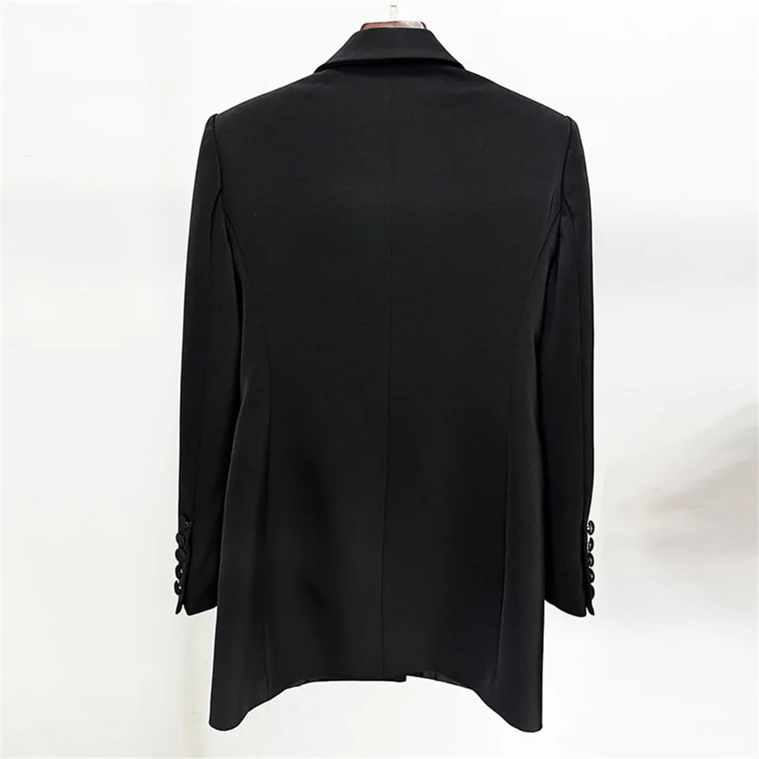 Glänzender Damen-Mantel mit Strasssteinen, gekerbt, zweireihig, langärmelig, einfarbiger Blazer